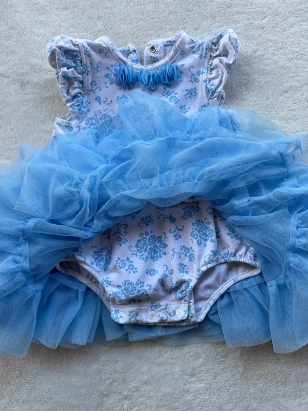 Little Me Light Blue Floral Tulle Dress Size 18 M